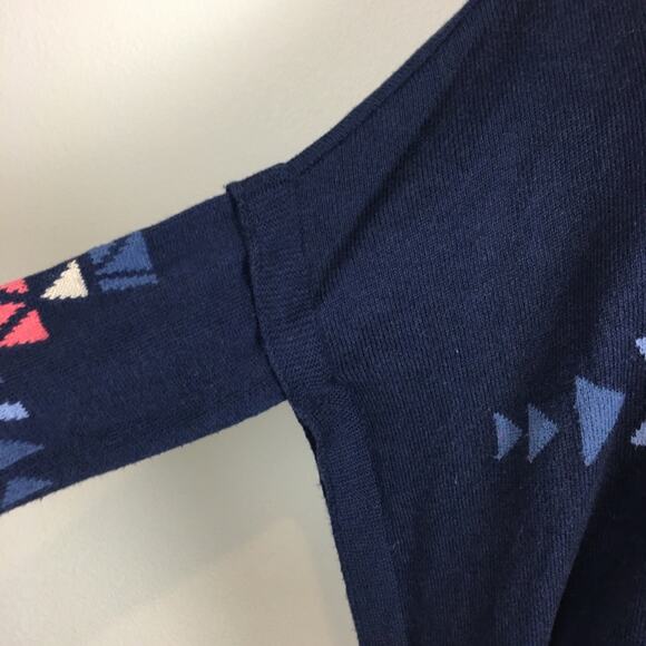 J Jill Navy Southwest Print Drop Sleeve Sweater Medium - Picture 3 of 8
